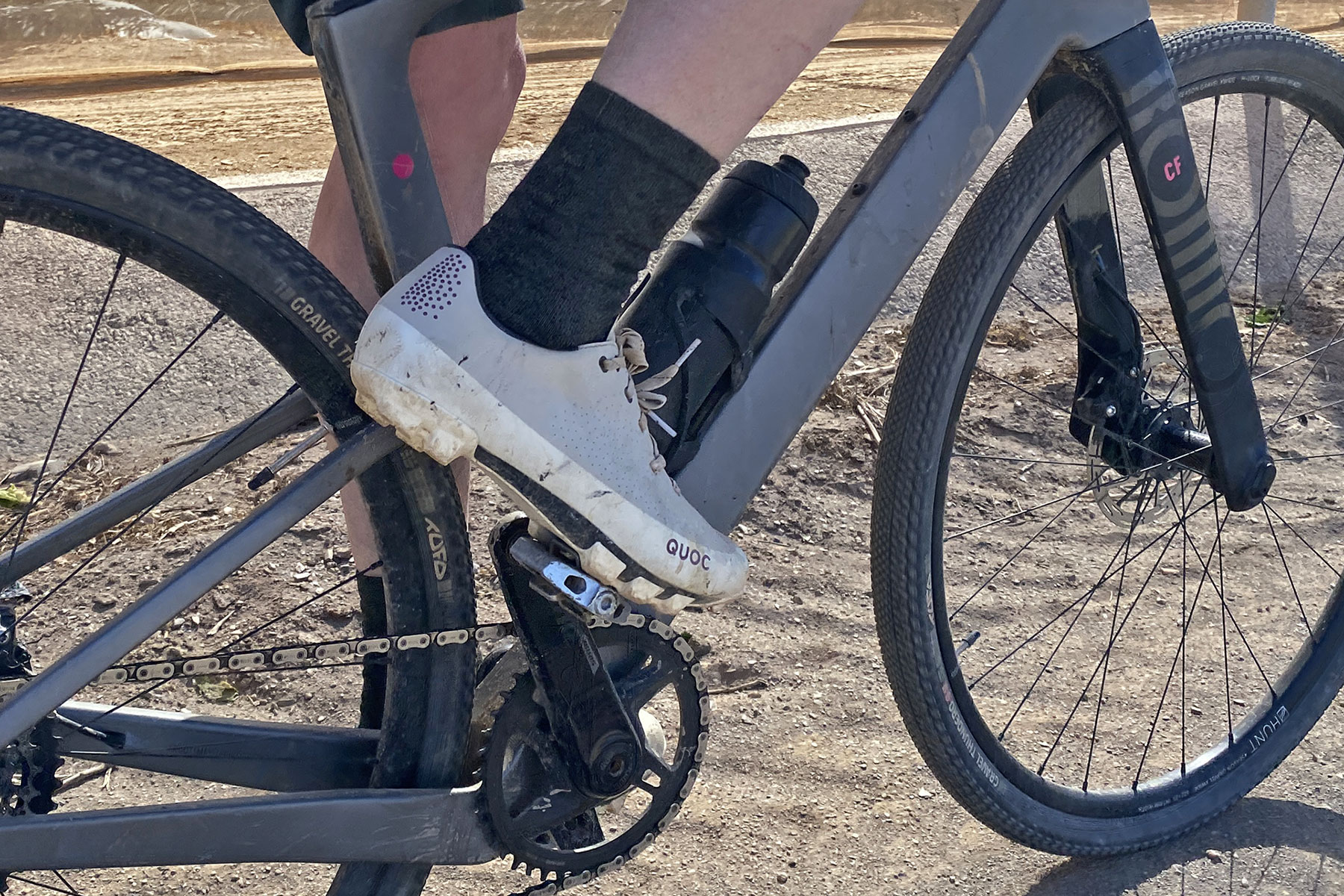 Quoc Gran Tourer XC Lace carbon gravel racing shoes, Review riding angled detail