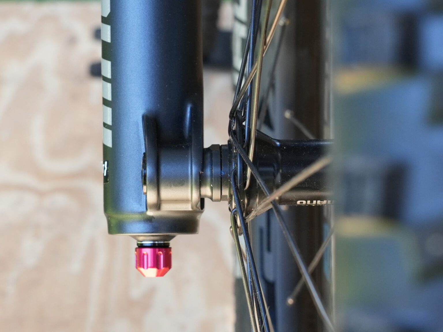 closeup details of new 2025 SR Suntour Durolux 38 enduro fork