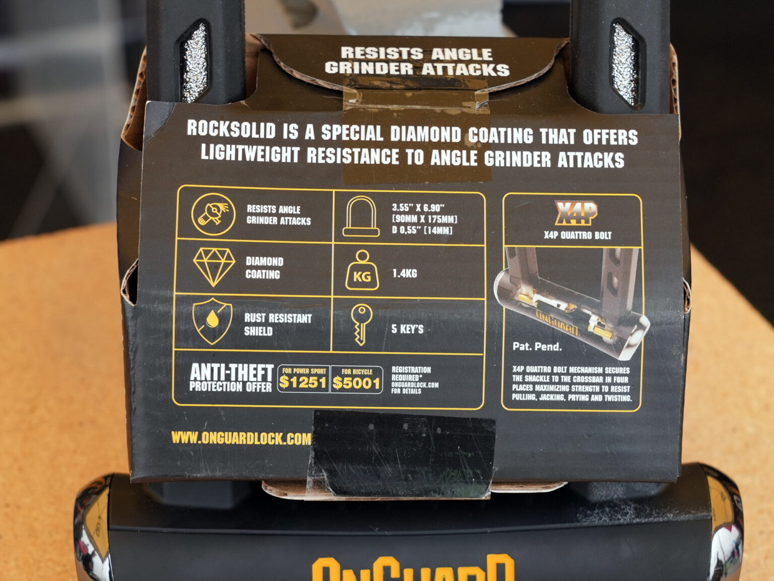 packaging for onguard rock solid u-lock