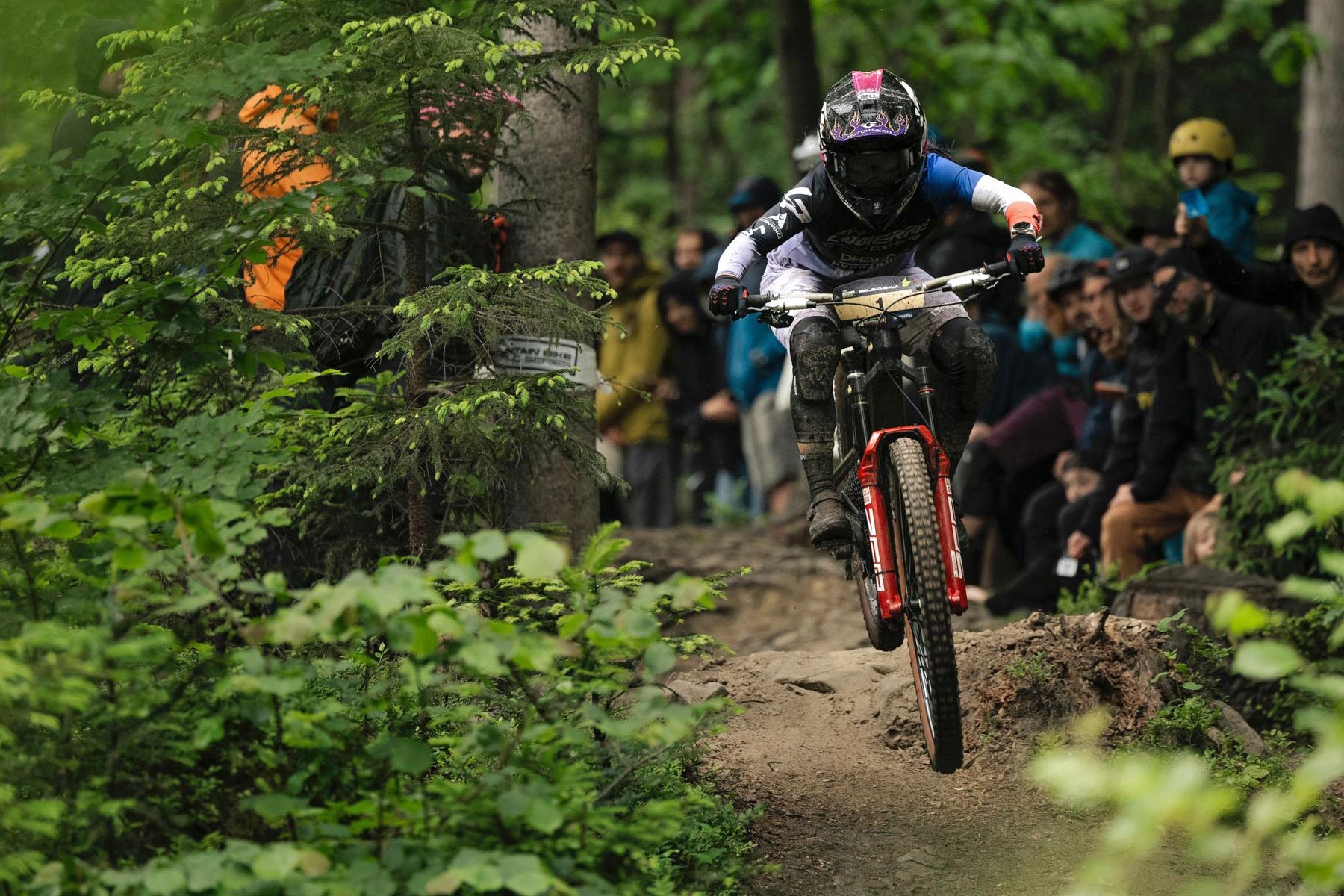 Lapierre Spicy CF prototype carbon enduro mountain bike of Isabeau Courdurier in Bielsko-Biala, racing