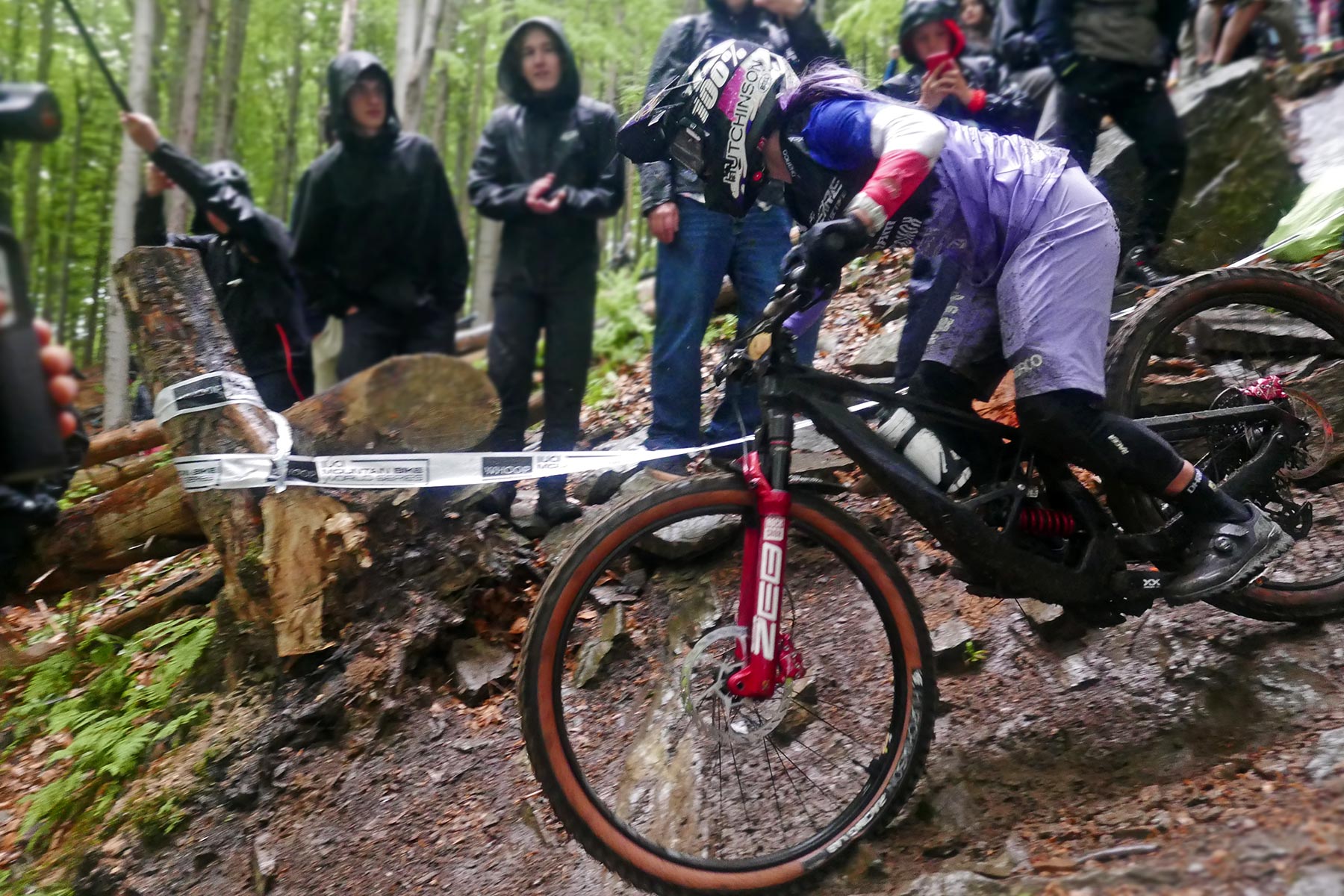 Lapierre Spicy CF prototype carbon enduro mountain bike of Isabeau Courdurier in Bielsko-Biala, racing