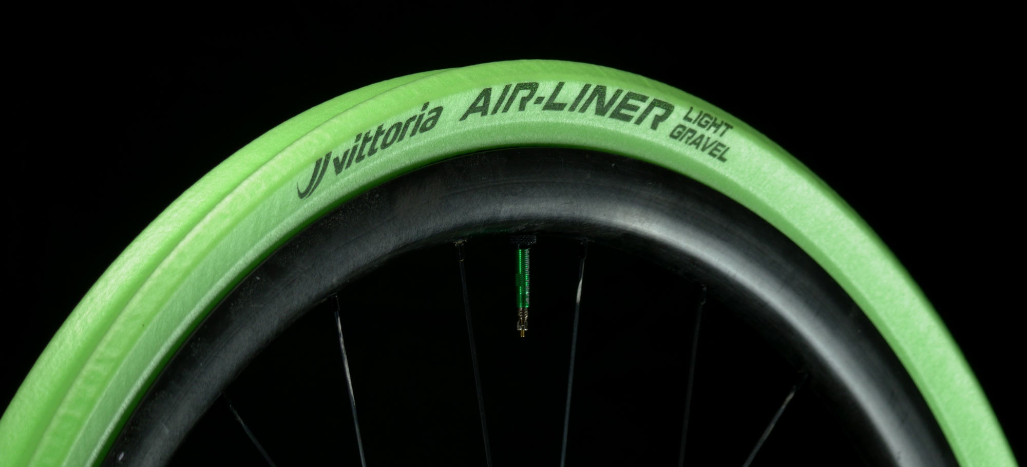 vittoria air liner light gravel tire insert shown mounted on a rim.