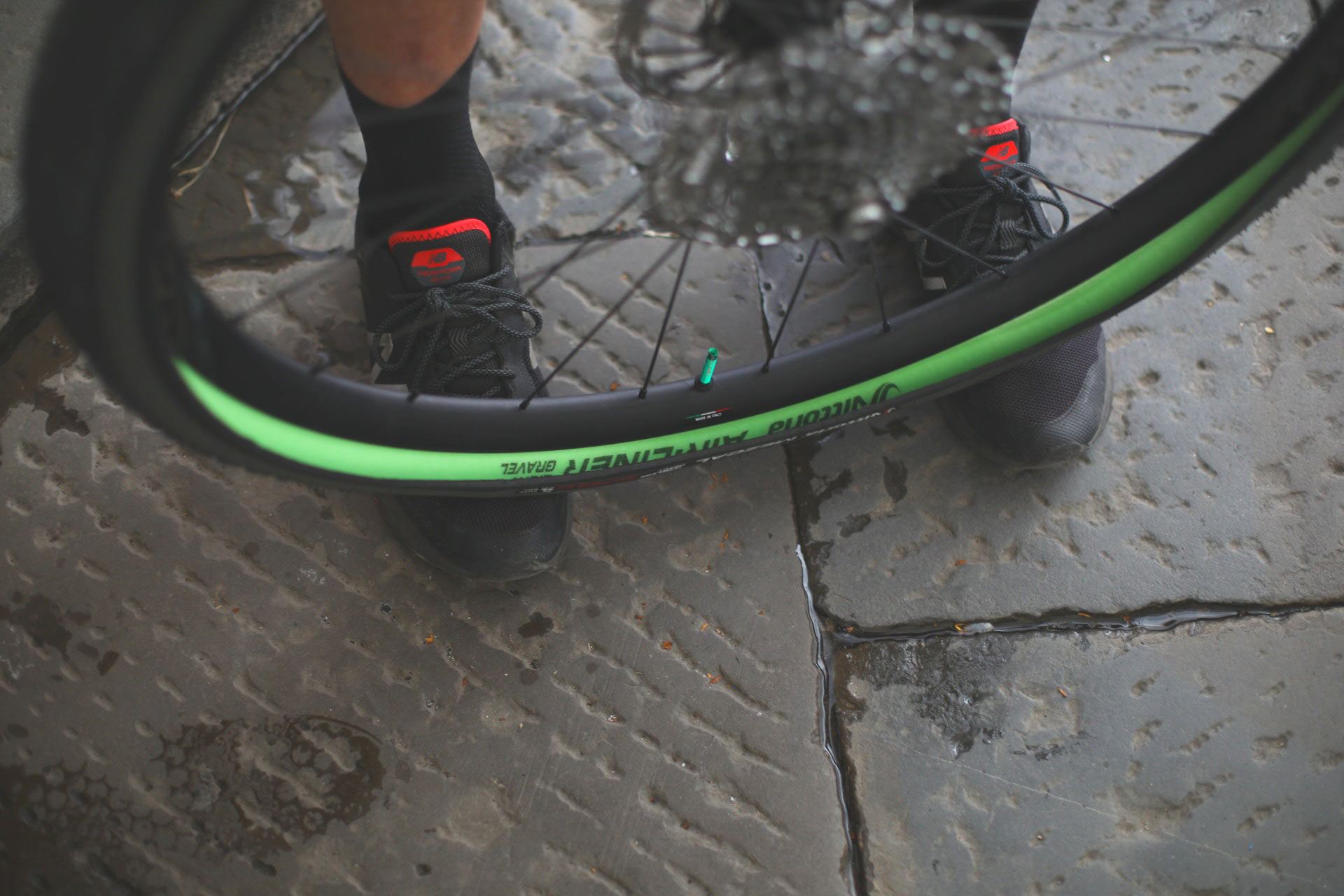 vittoria air liner light gravel tire insert shown in a tire.