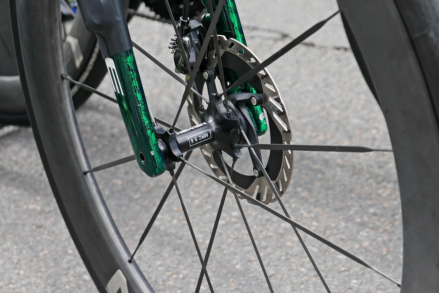Biniam Girmay 2024 TdF Green Jersey winner, Cube Litening Aero road bike, with Newmen Streem S.60/66 ultralight wheels with Vonoa carbon spokes