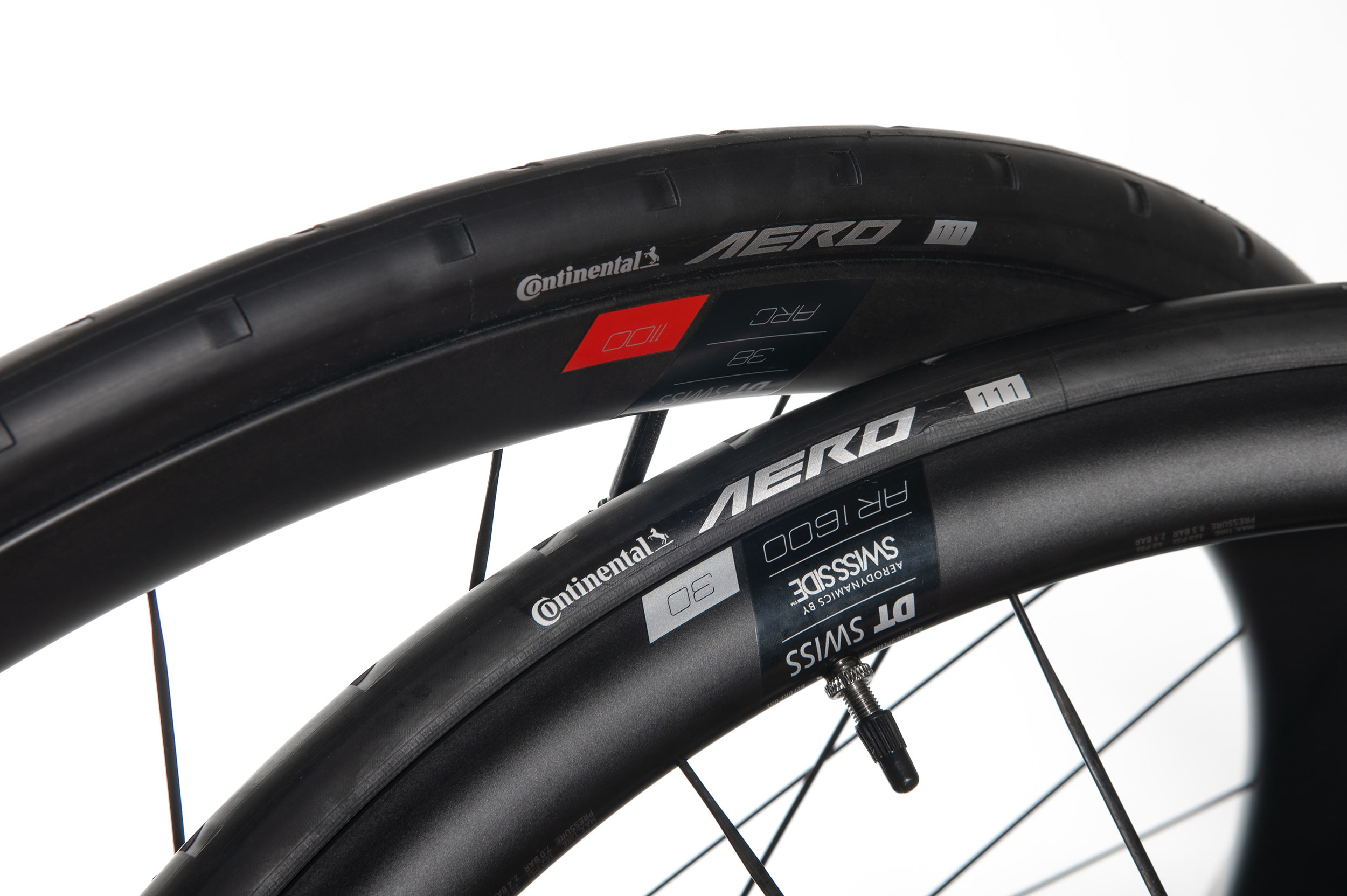 closeup of dt swiss wheels with conti aero 111 tire