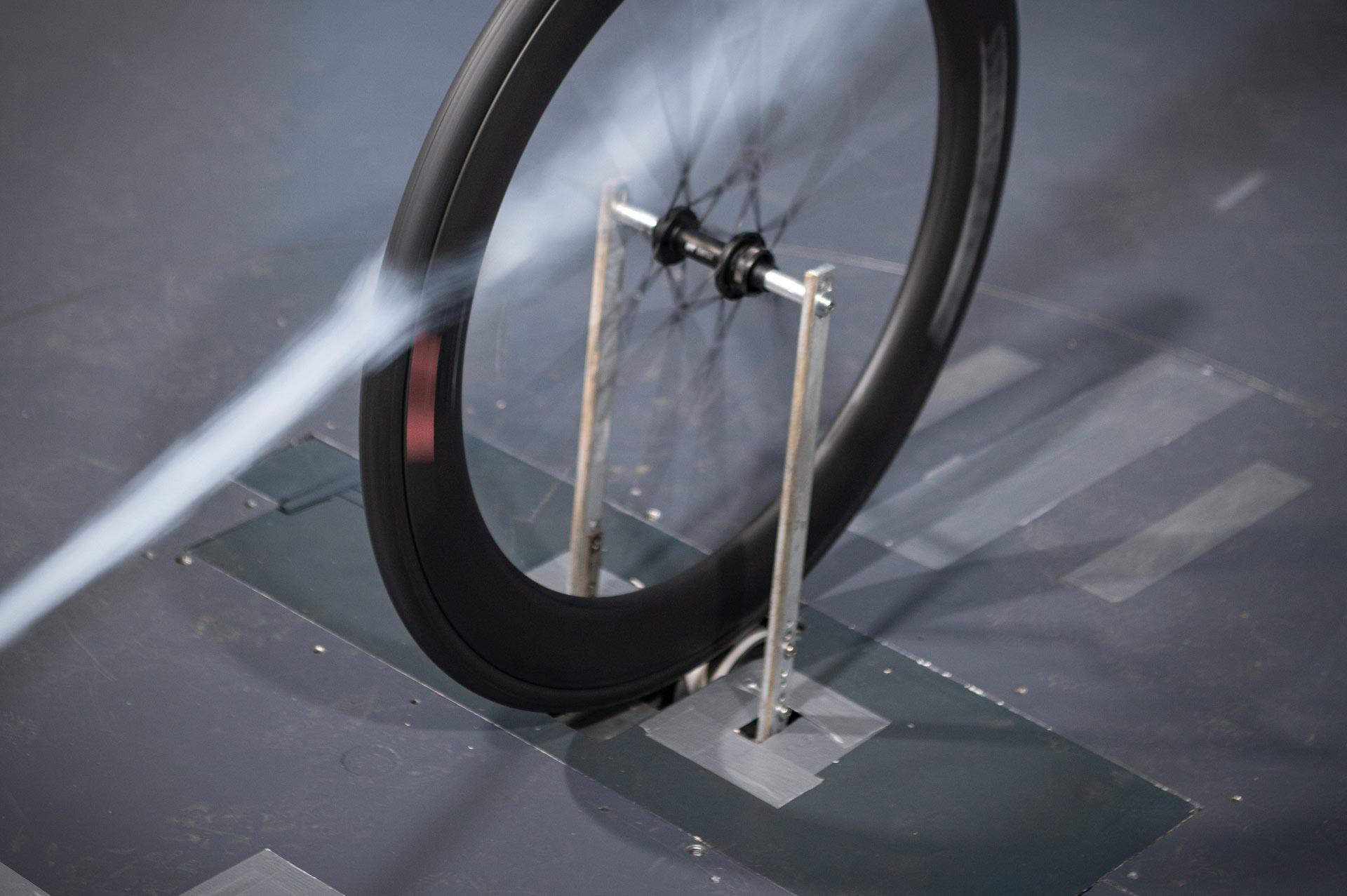 conti aero 111 tire on dt swiss wheels in the wind tunnel.