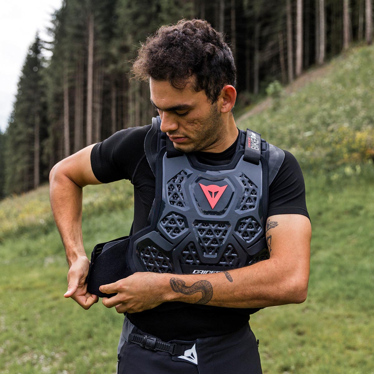 Dainese D-Air Bike Prototype DH airbag inflated chest back neck protector, regular velcro side access