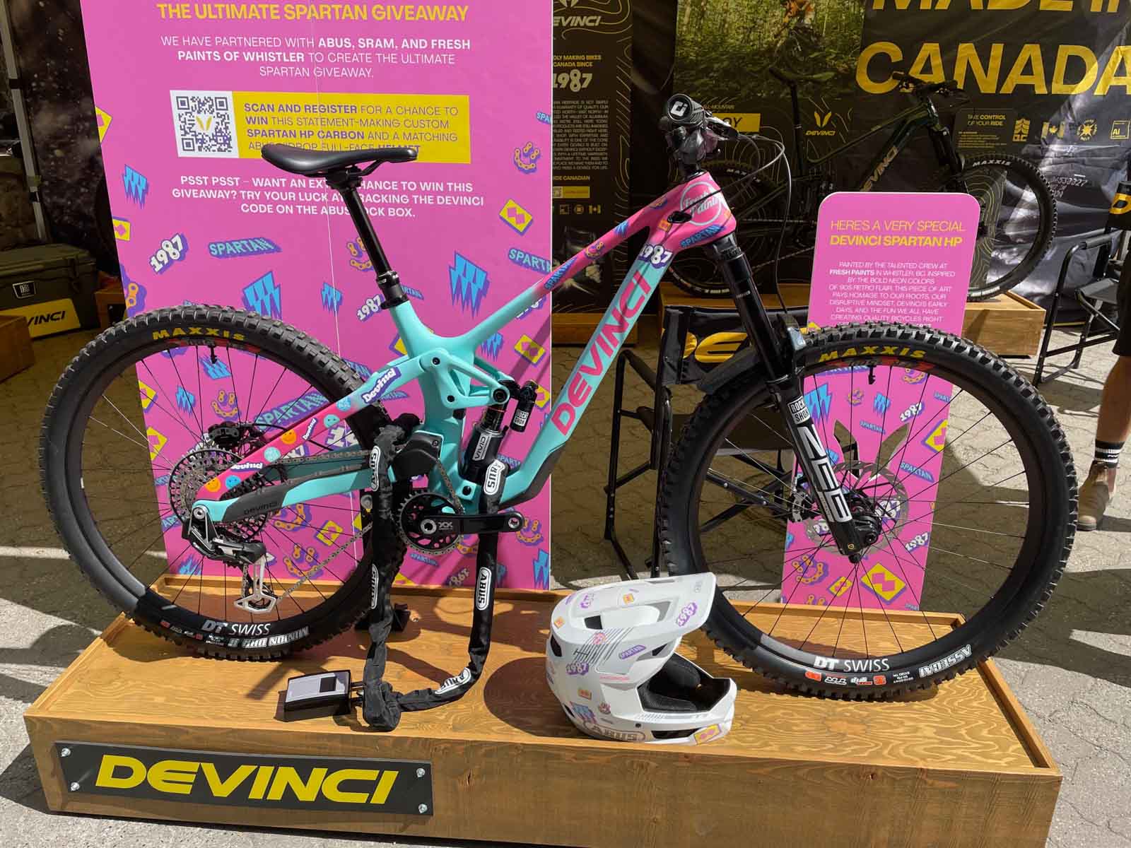 Devinci custom painted Spartan and ABUS helmet