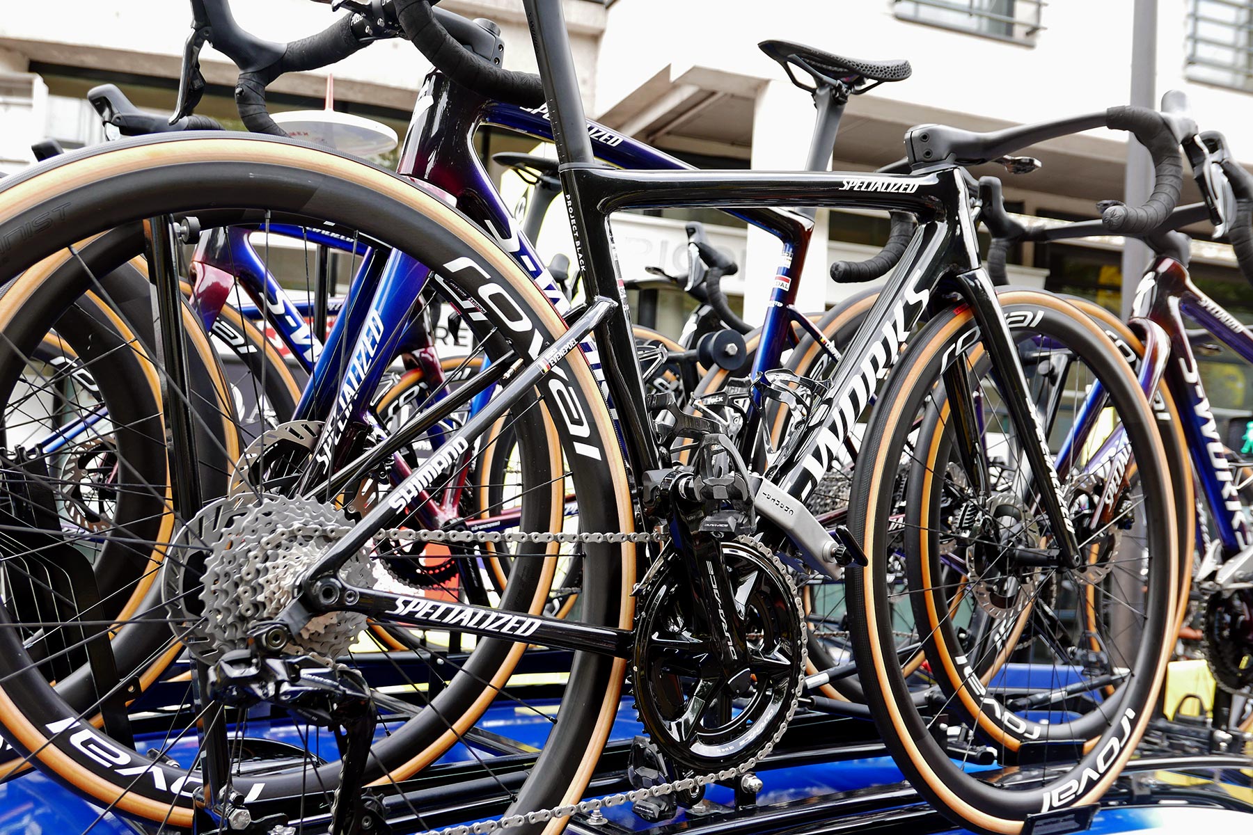Remco Evenepoel S-Works Tarmac SL8 of the Best Young Rider at the 2024 Tour de France, Project Black ultralight spare bike