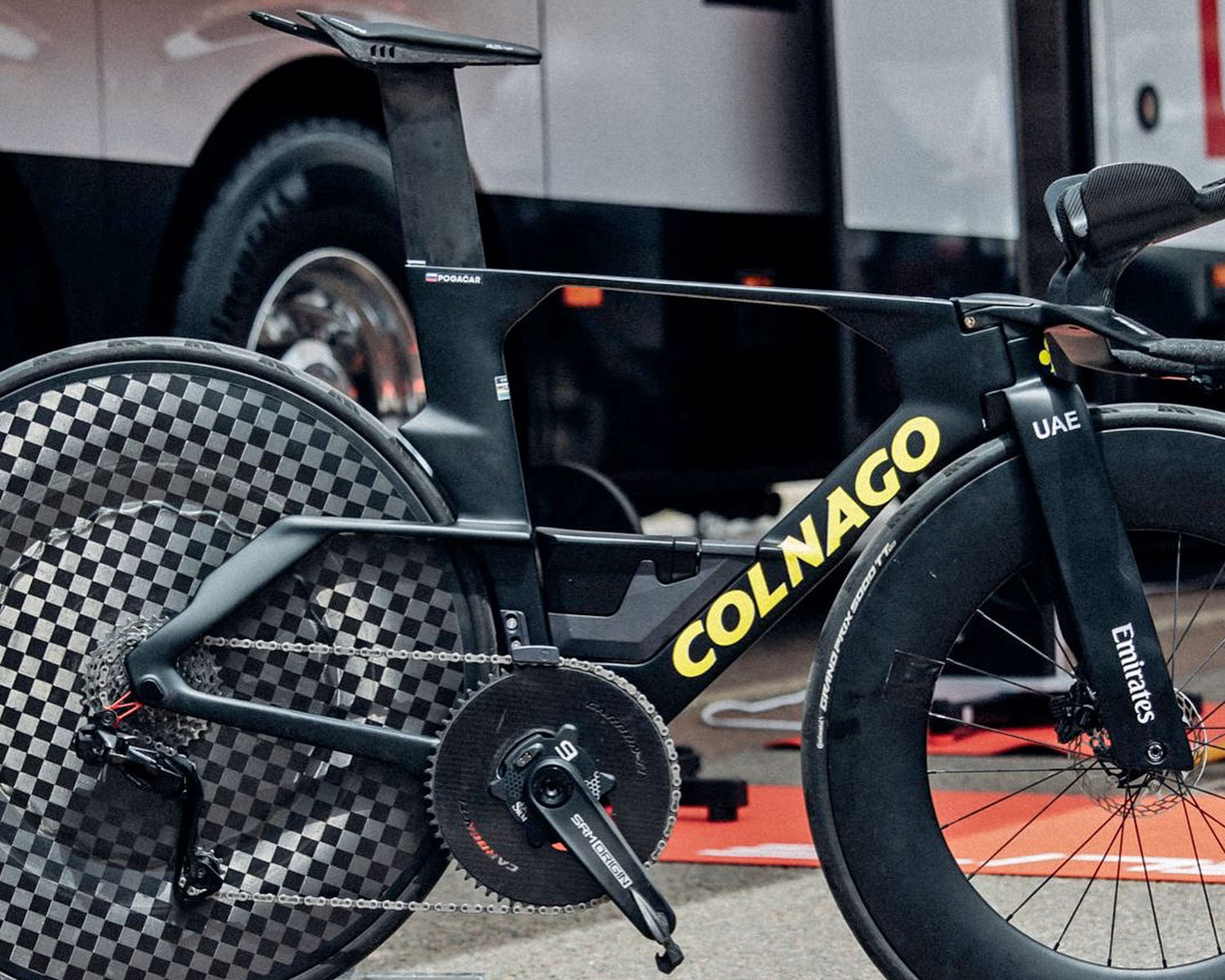 Tadej Pogačar's tricked-out 2024 Tour de France winning Colnago TT1 time trial bike, up-close