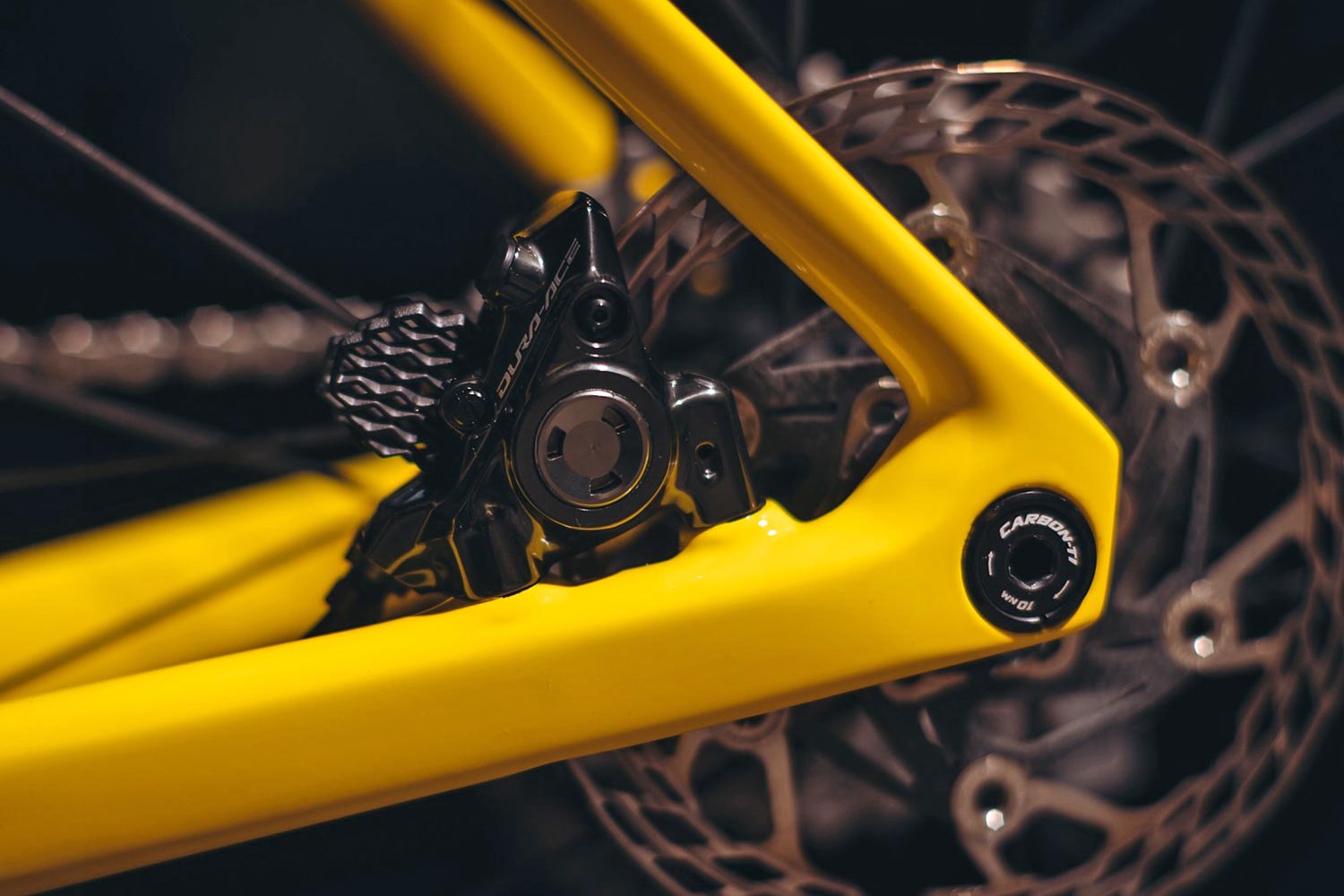 Tadej Pogacar 2024 Tour winner custom Colnago V4Rs road bike, yellow podium bike details