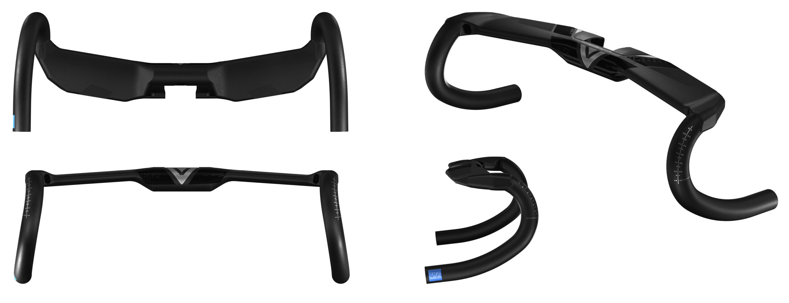 pro vibe aero handlebar shown from various angles.