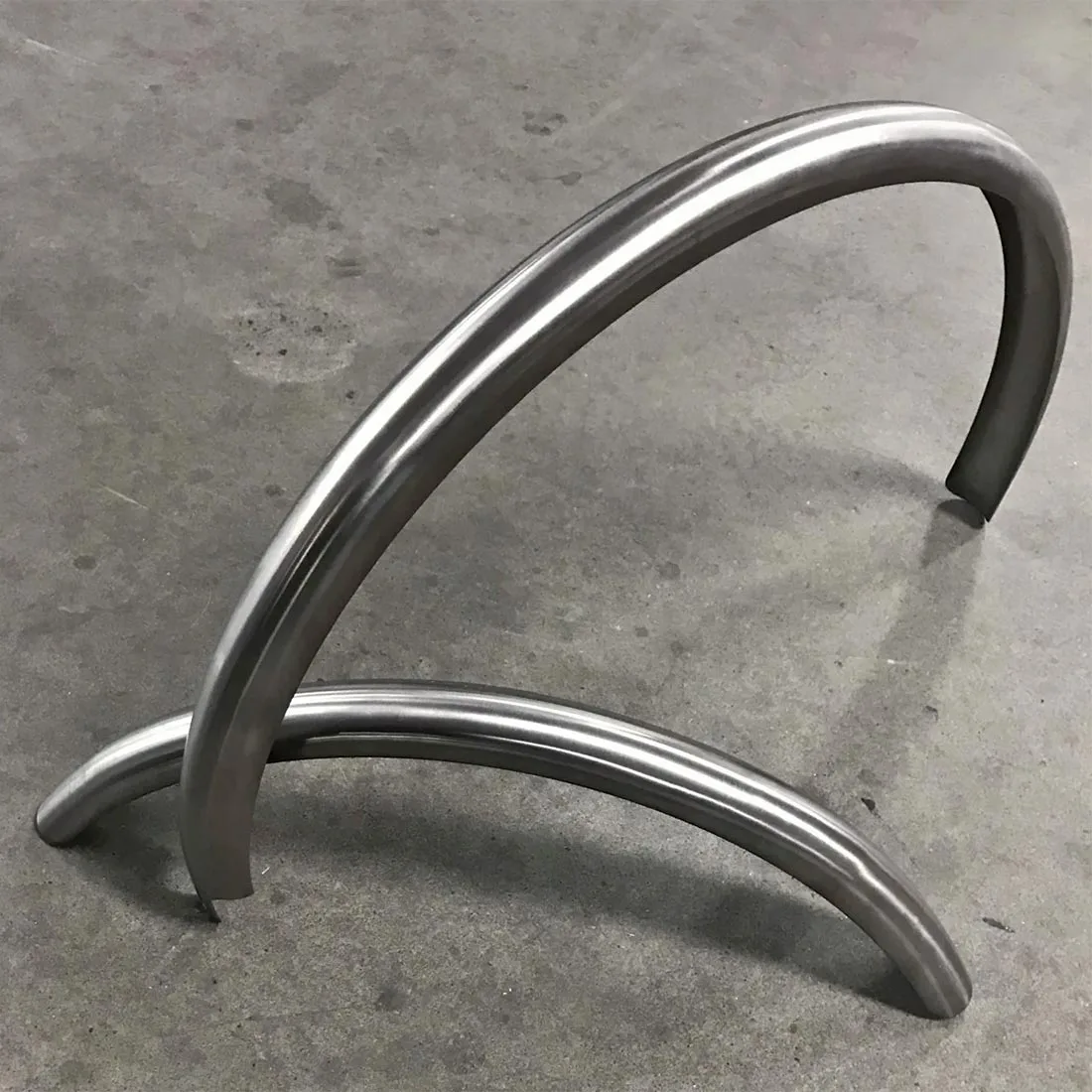 No. 22 full-coverage $1000 custom Titanium bike fenders, raw ti