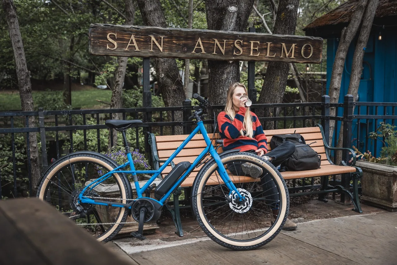 Marin Bikes' new Larkspur E sipping joe