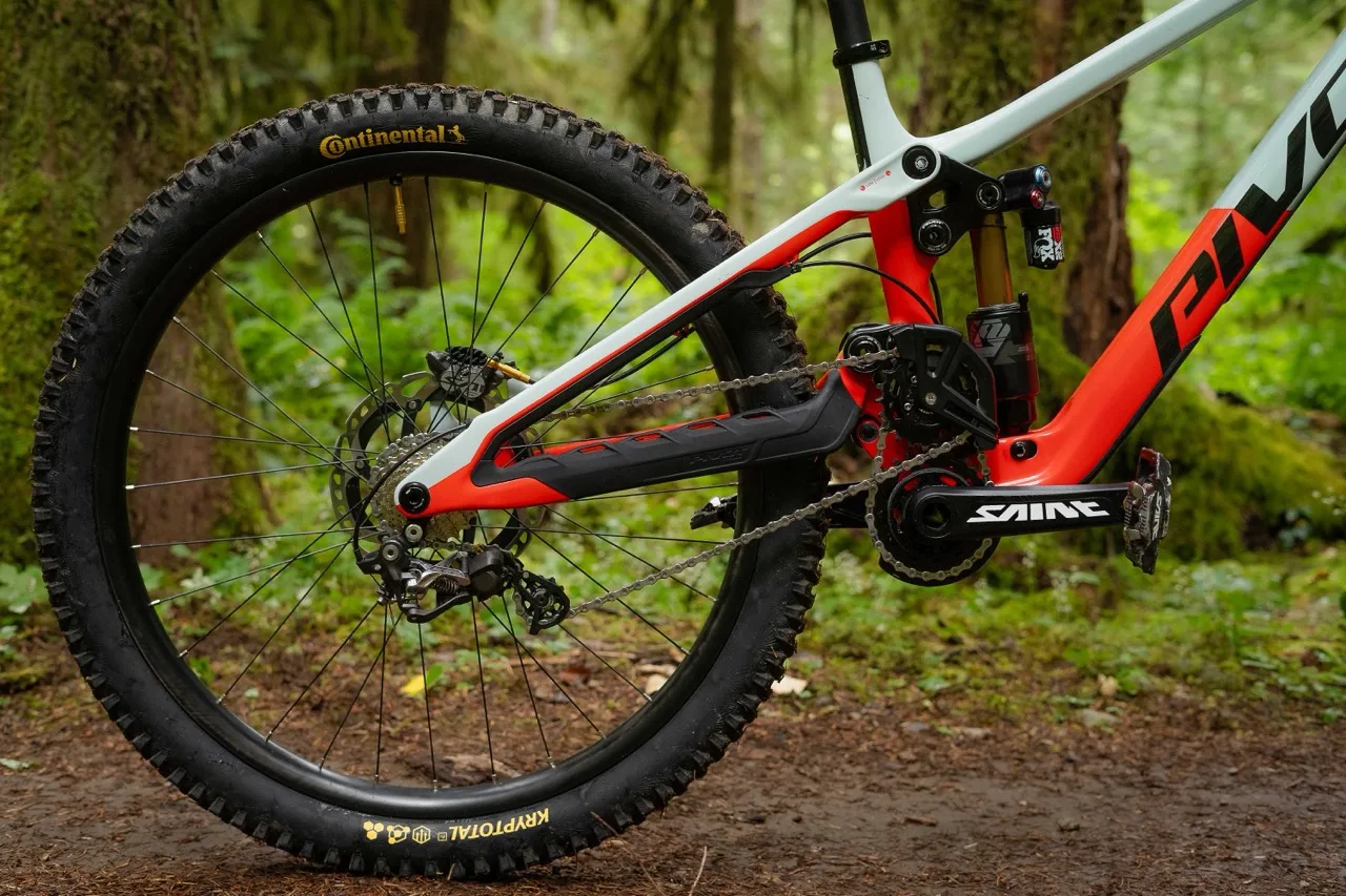 Pivot Phoenix Downhill bike details in the wild
