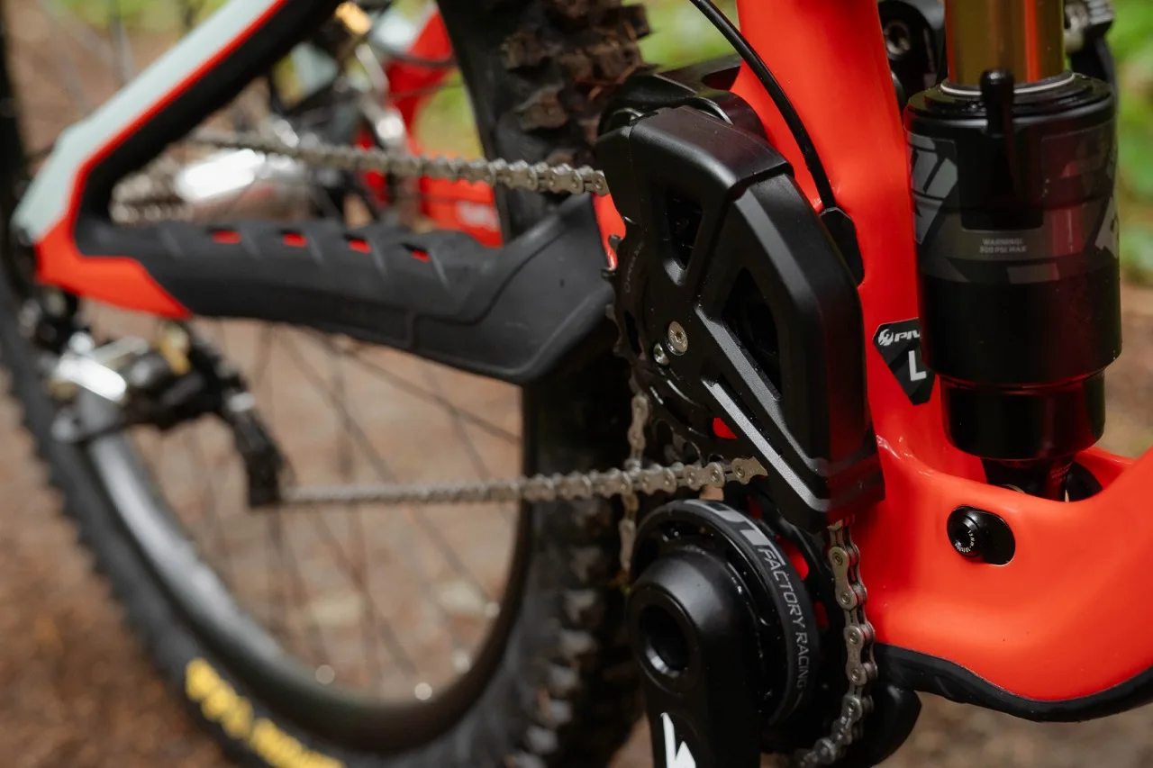 Pivot Phoenix Downhill bike details in the wild