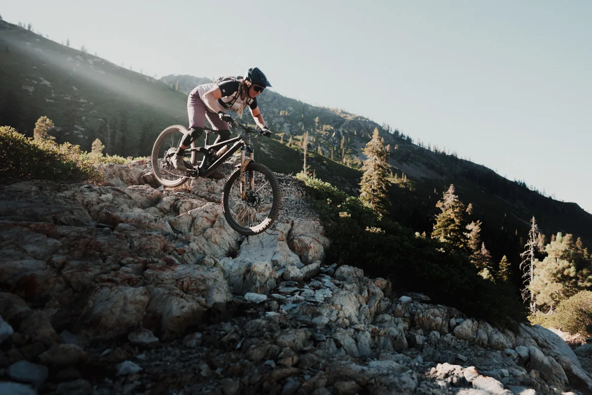 WTB SG1 tires, rider, rocky line