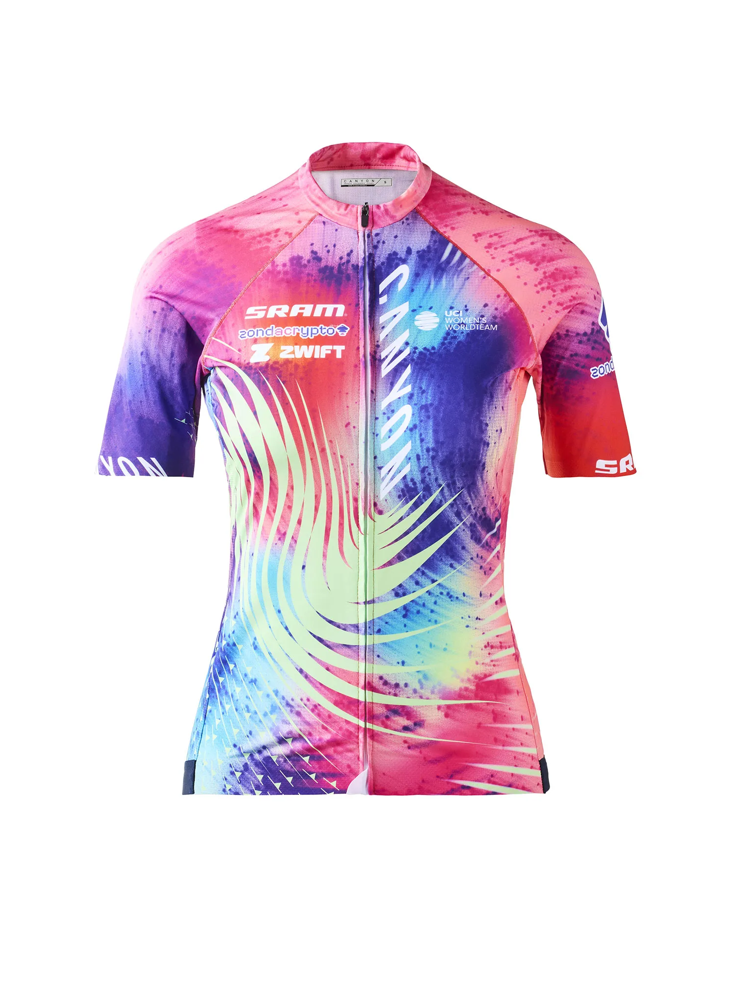 2025 Canyon-SRAM ZondaCrypto colorful new pro women's cycling team kit, women's jersey front