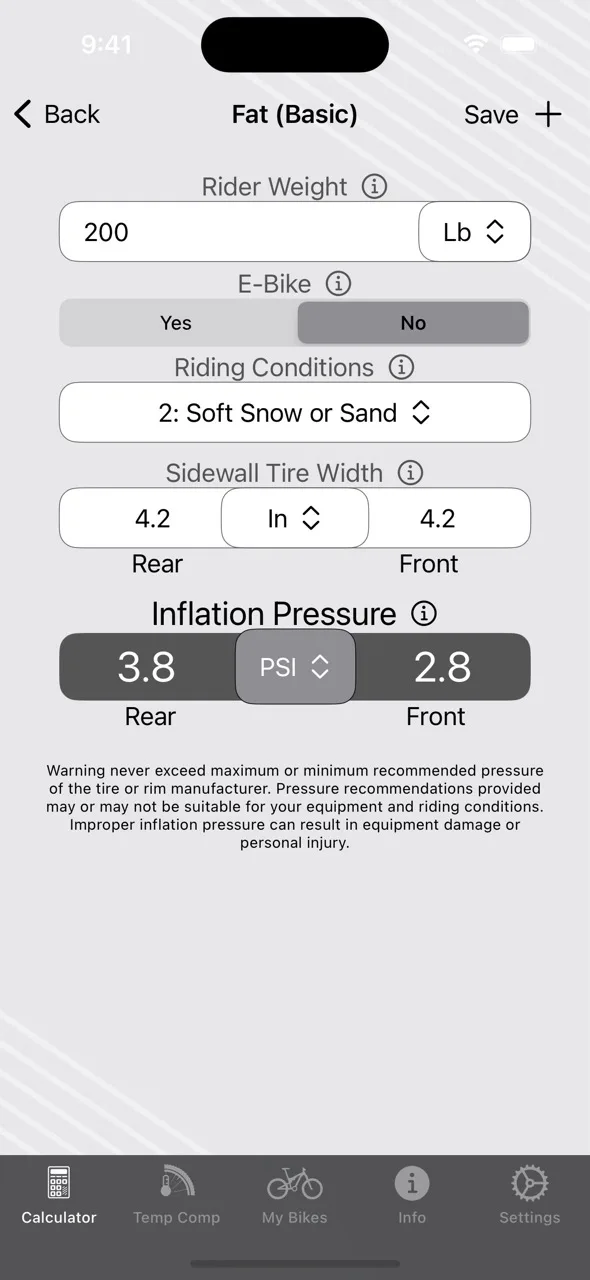 Wolf Tooth Tire Pressure Calulator App fat basic