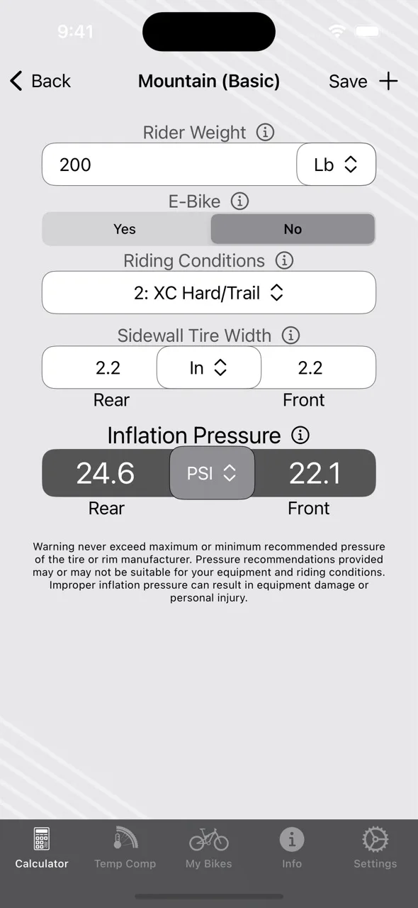 Wolf Tooth Tire Pressure Calulator App mountain basic