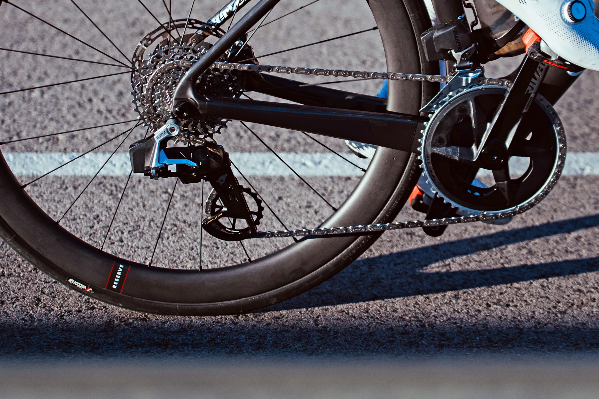 CyclingCeramic OSPW Pro & Race ceramic bearing oversized pulley upgrade road derailleur cages, up close SRAM