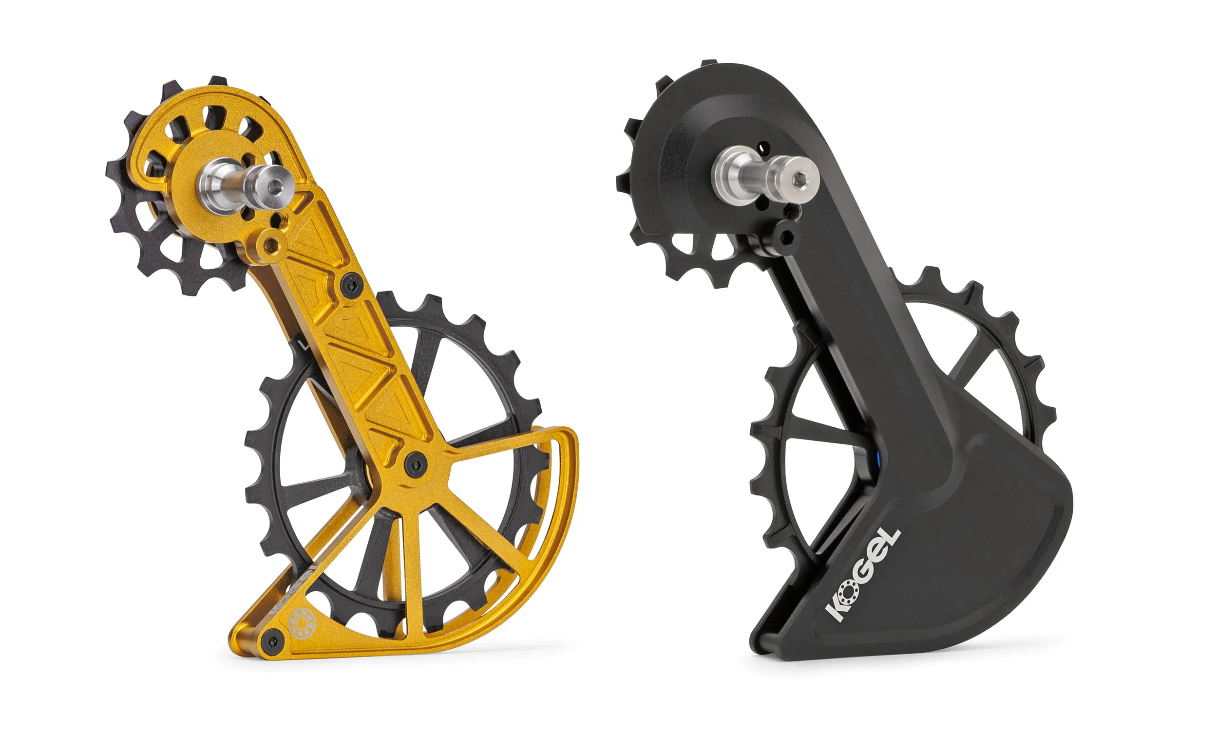 new Kogel Speed Kolossos, a stiffer & more aero derailleur cage & 20T pulley upgrade with ceramic bearings, old vs. new