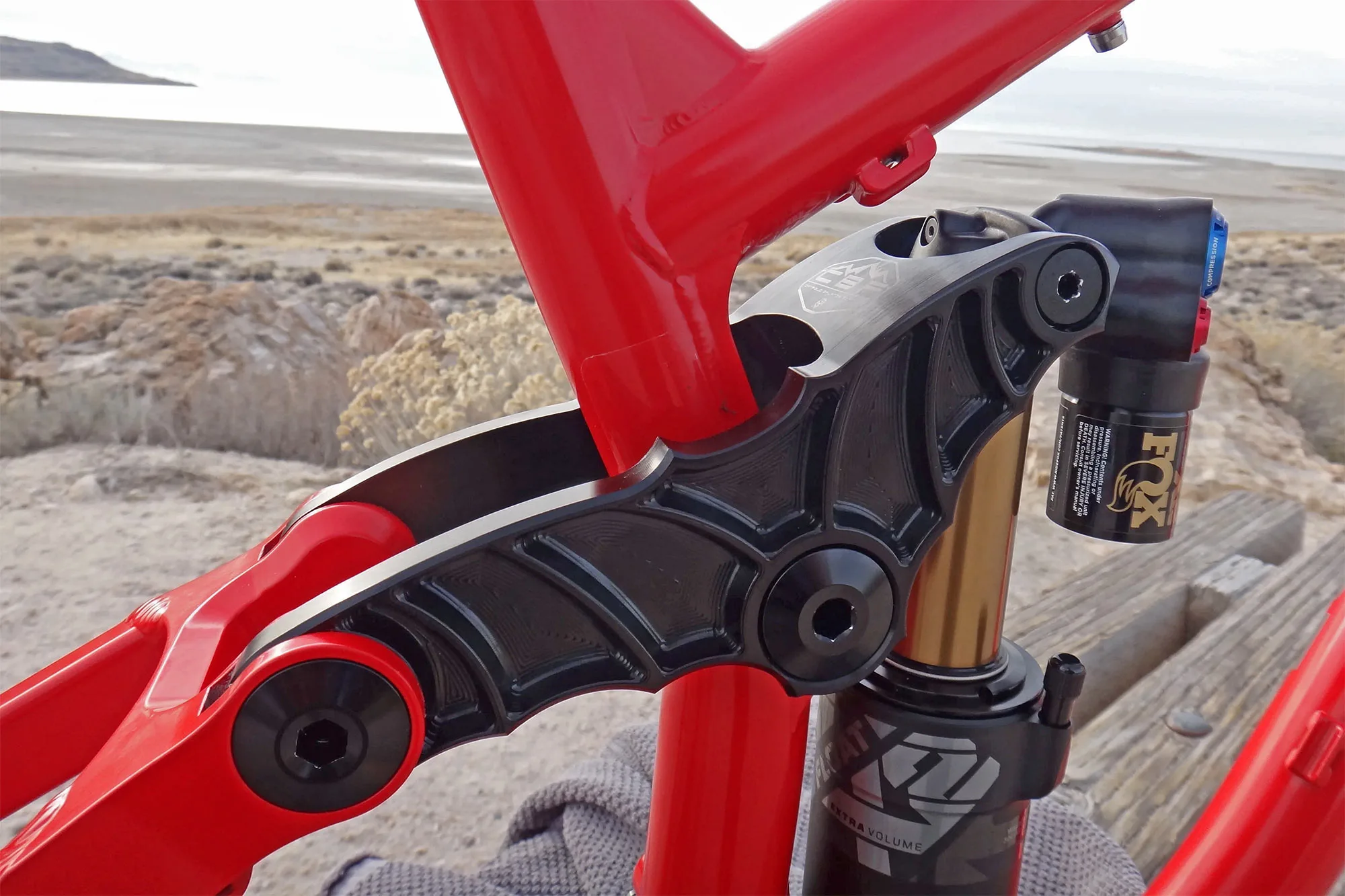 Vampire Fastarossa DH bike low mid high pivot adjustable CF3 suspension, batwing rocker