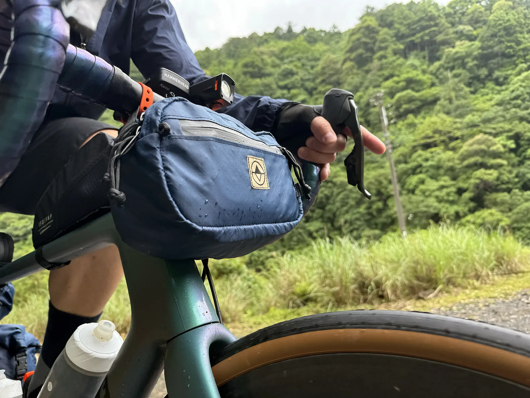closeup details of north st bikepacking handlebar bag