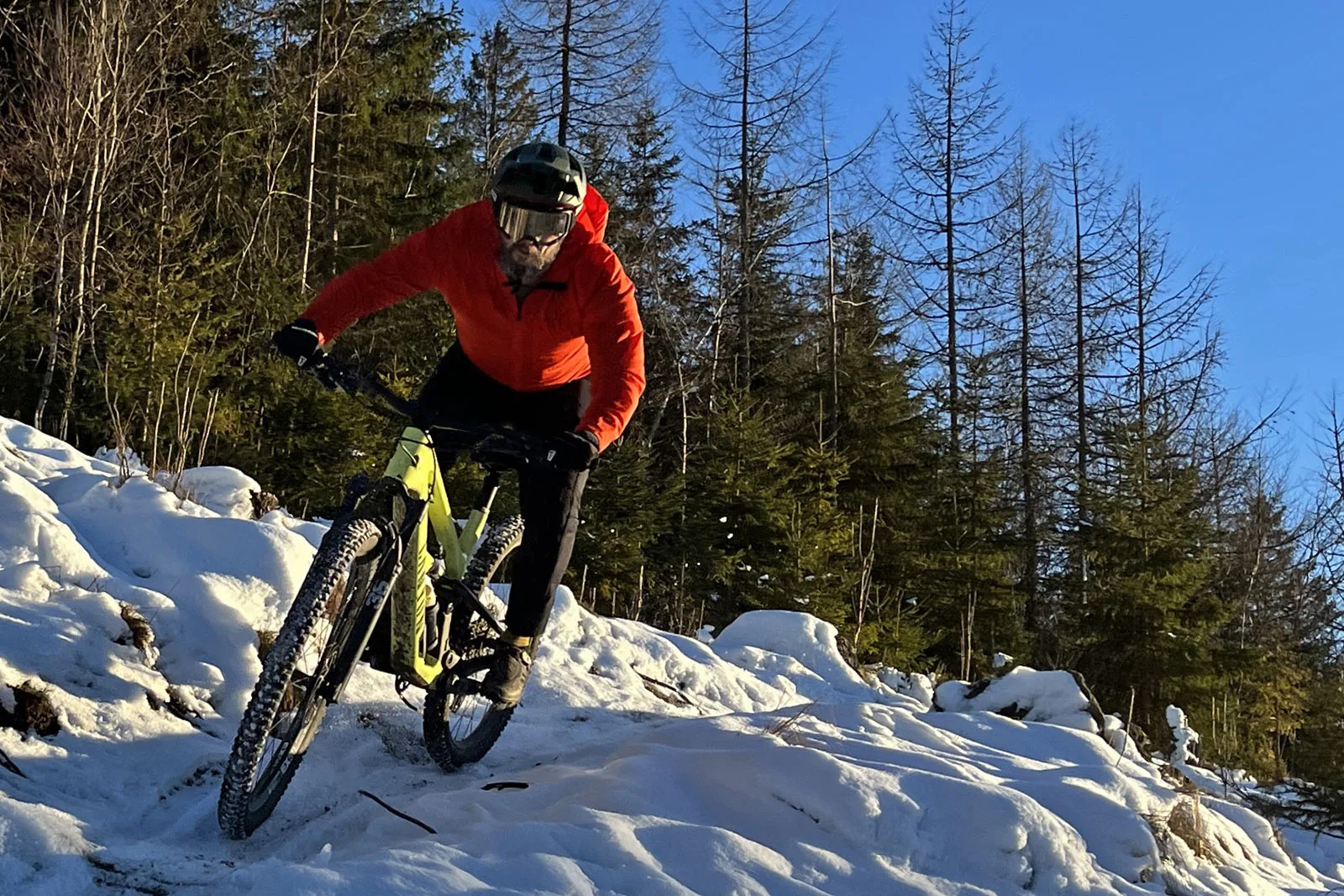 BikeYoke Barmate Carbon 50 compliant 35mm mountain bike handlebar review, deep winter riding