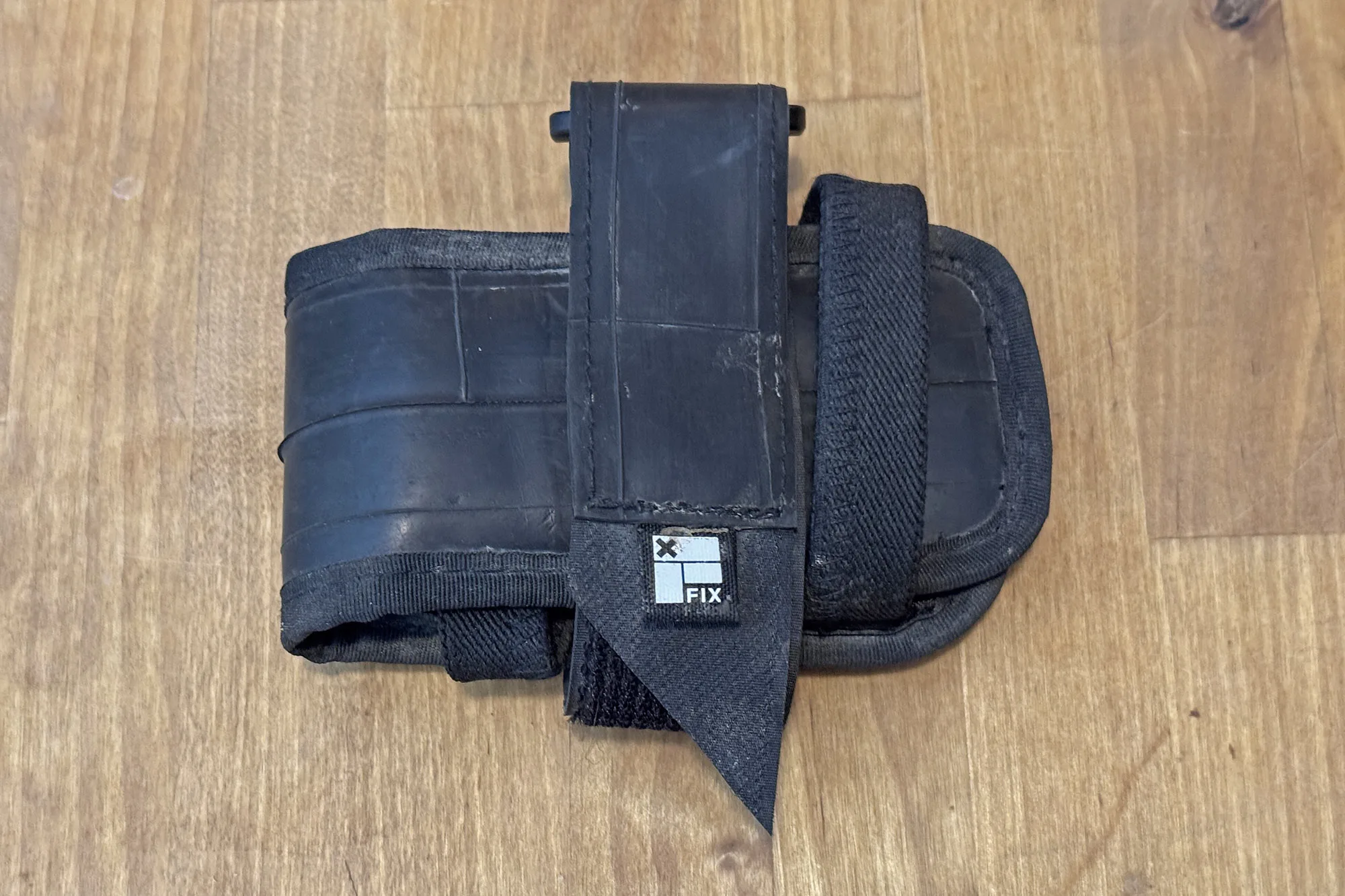 Fix Mfg Tube Terminal frame strap for tools & spares, made from recycled inner tubes, closed