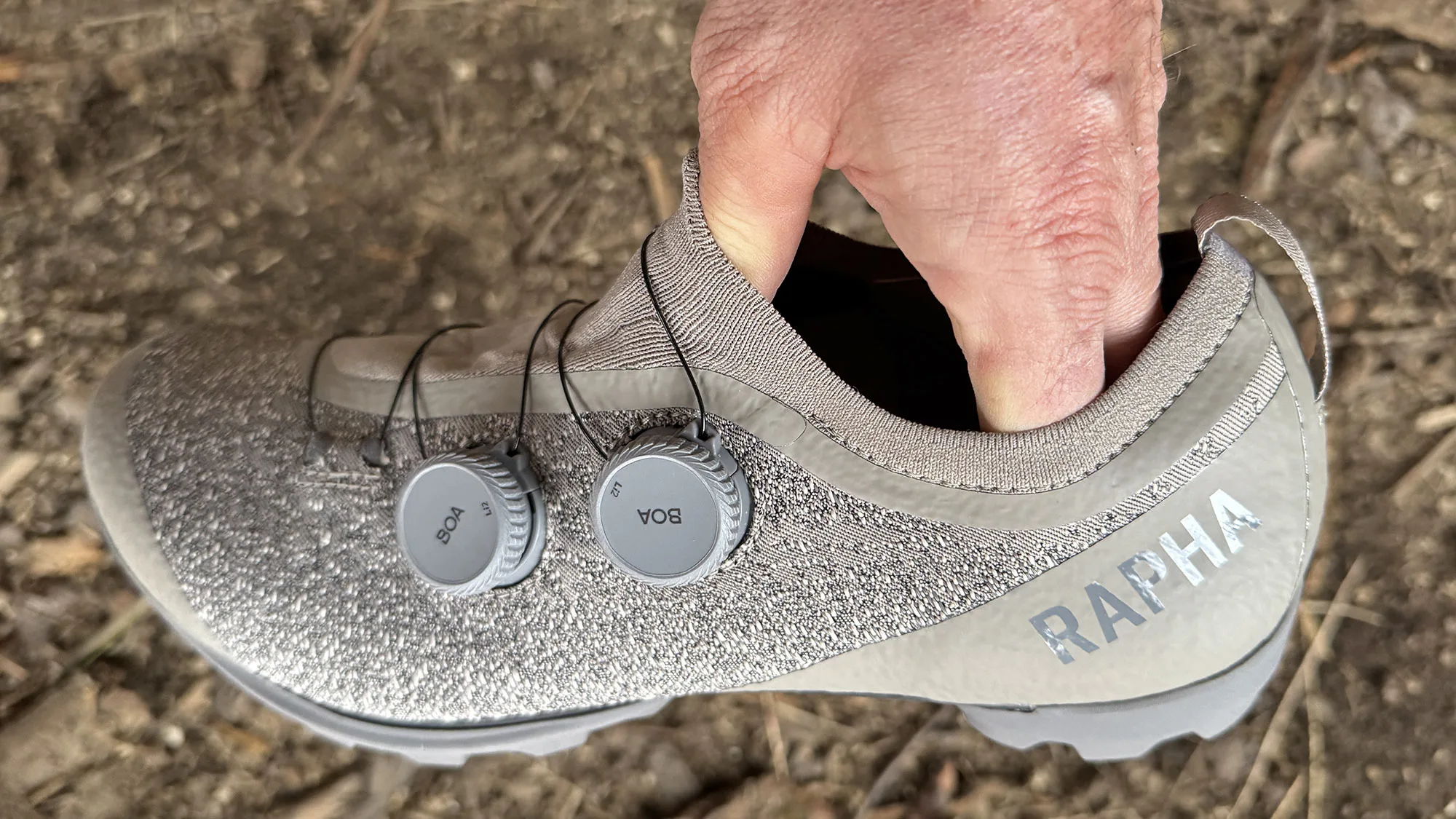 All-new Rapha Pro Team Powerweave gravel bike shoes review, close sock collar opening
