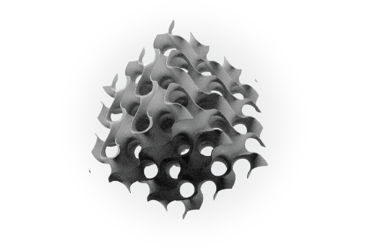 A rendering of the Cadex Amp 3Ds Gyroid padding structure