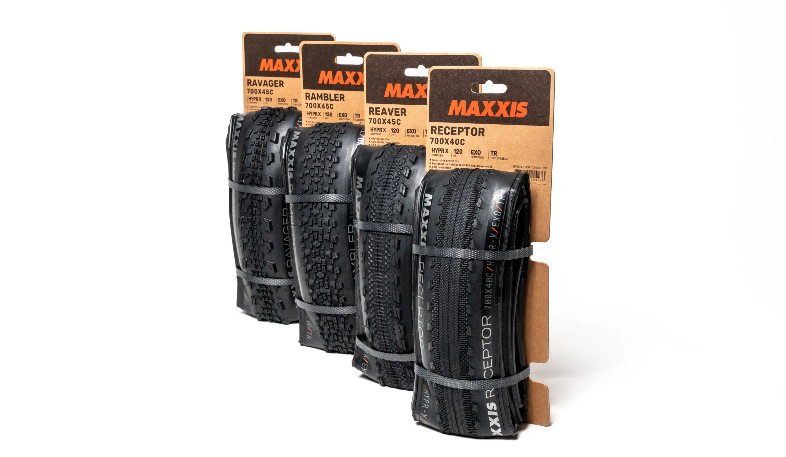 Maxxis' gravel range in packaging