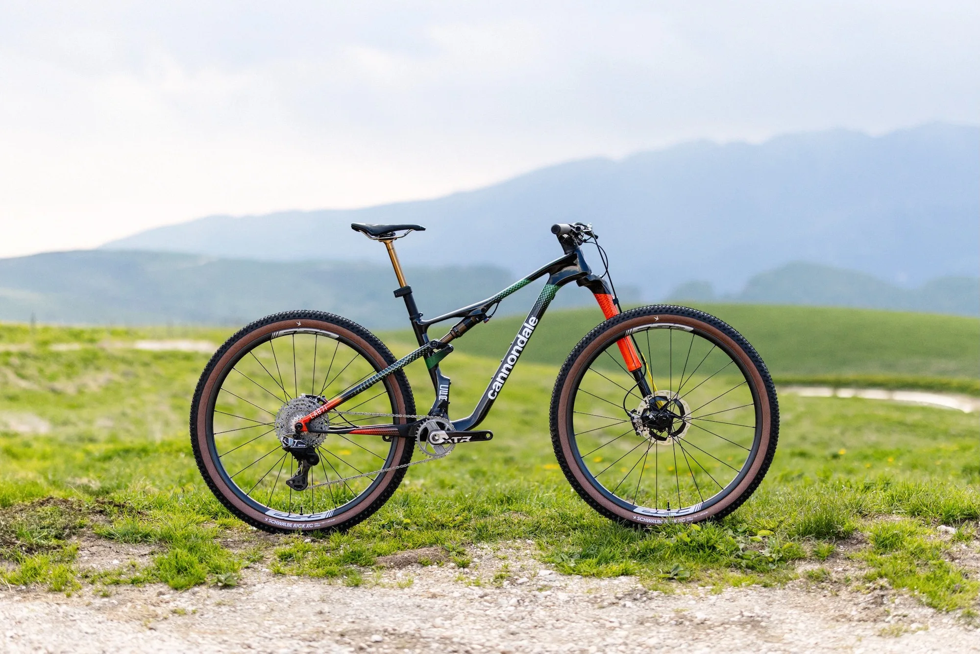 Hero shot from the side of the Cannondale Scalpel LAB71 CFR Team Edition bike