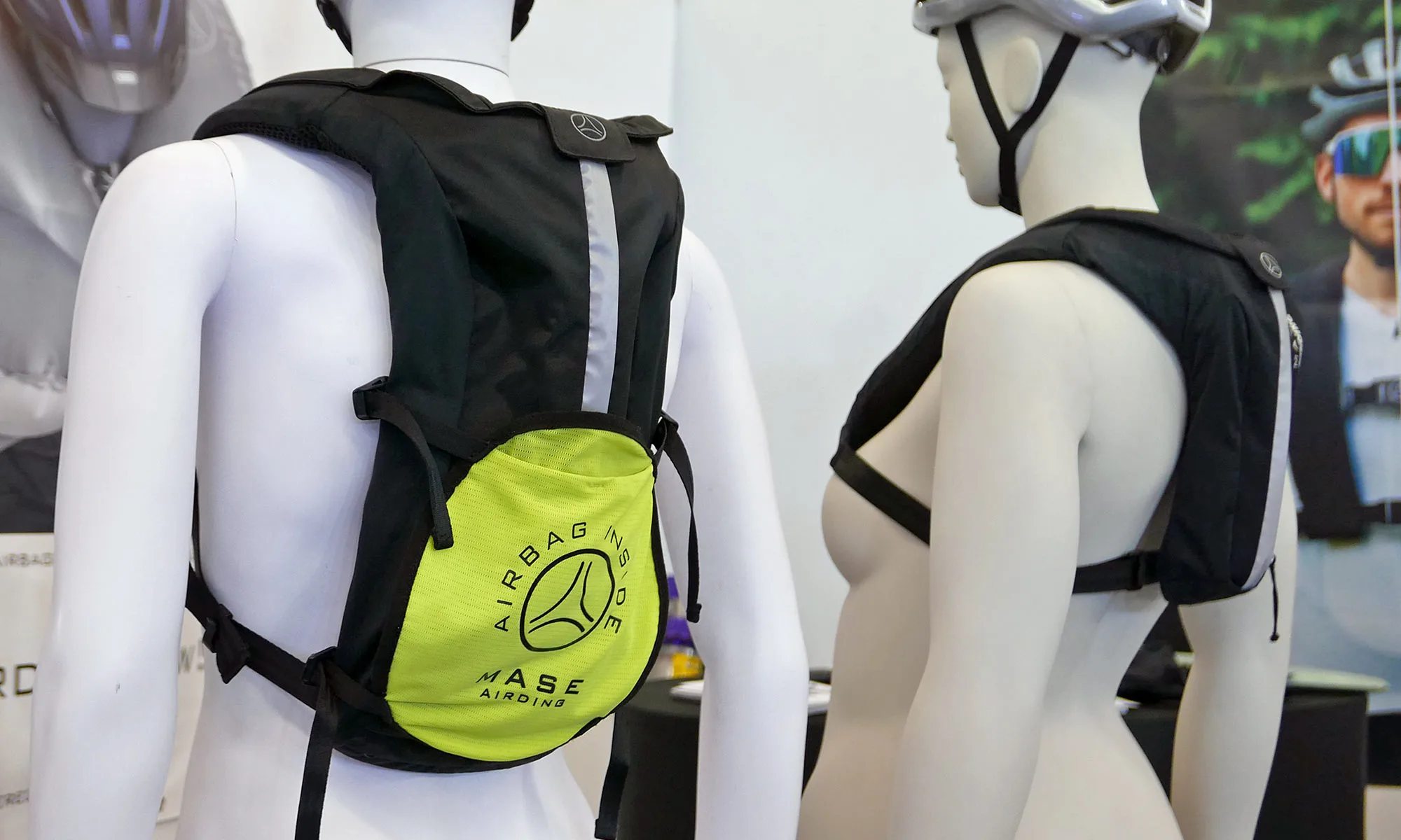 Mase Airding Compact cycling airbag backpack (right) or Fusion (left)