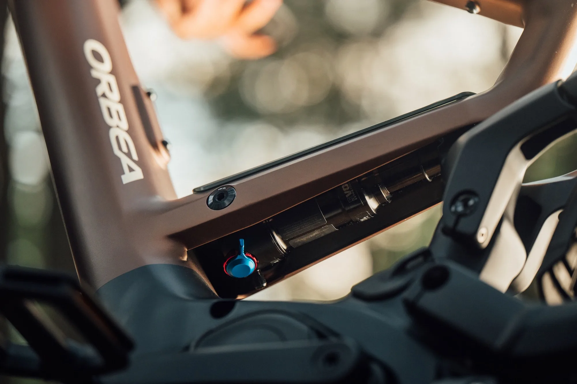 The hidden rear shock on the Orbea Muga frame