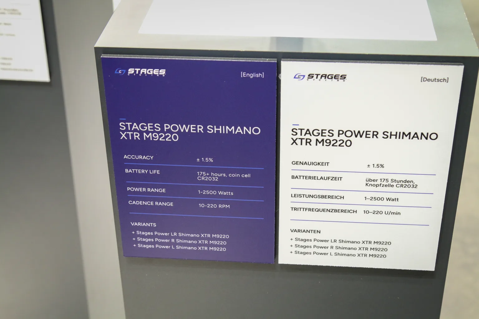 Stages Shimano XTR XT power meter specs