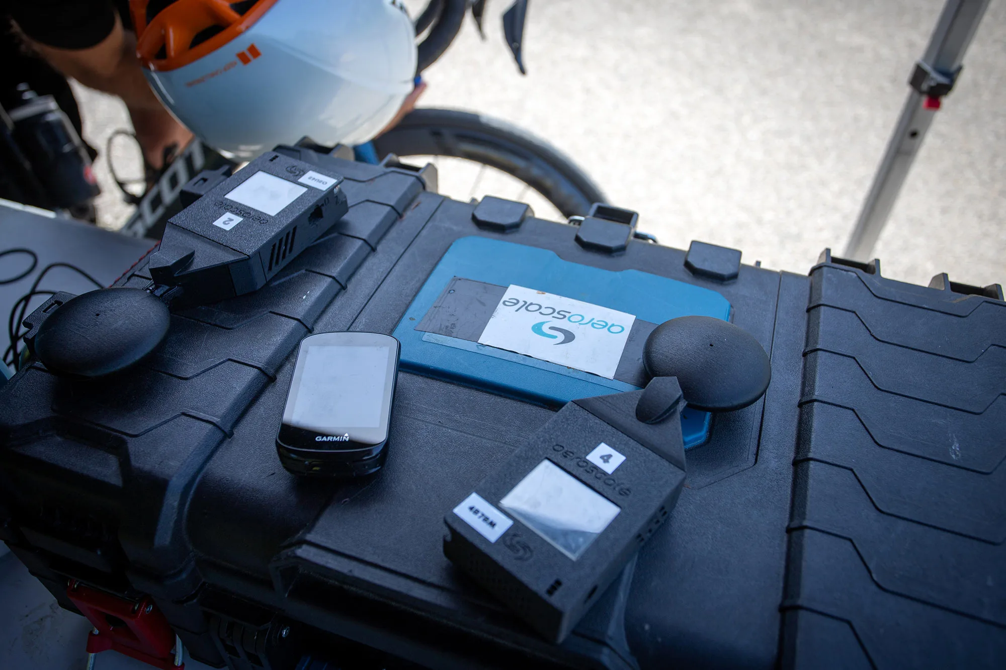 aeroscale drag detector for bicycles on testing equipment.