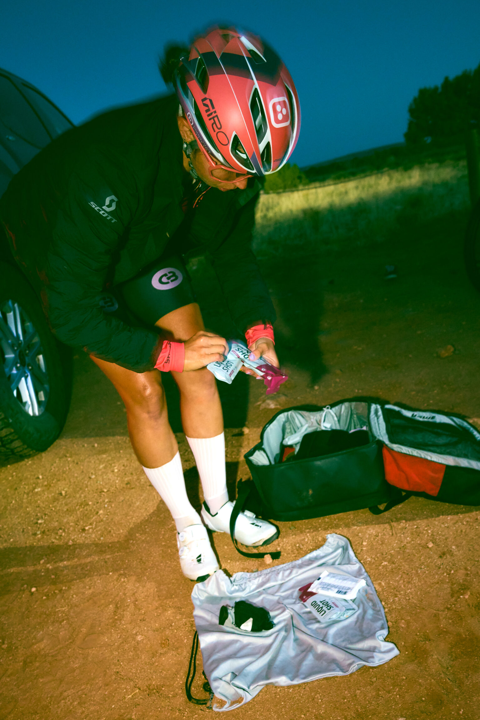 Otto prepping for her White Rim FKT
