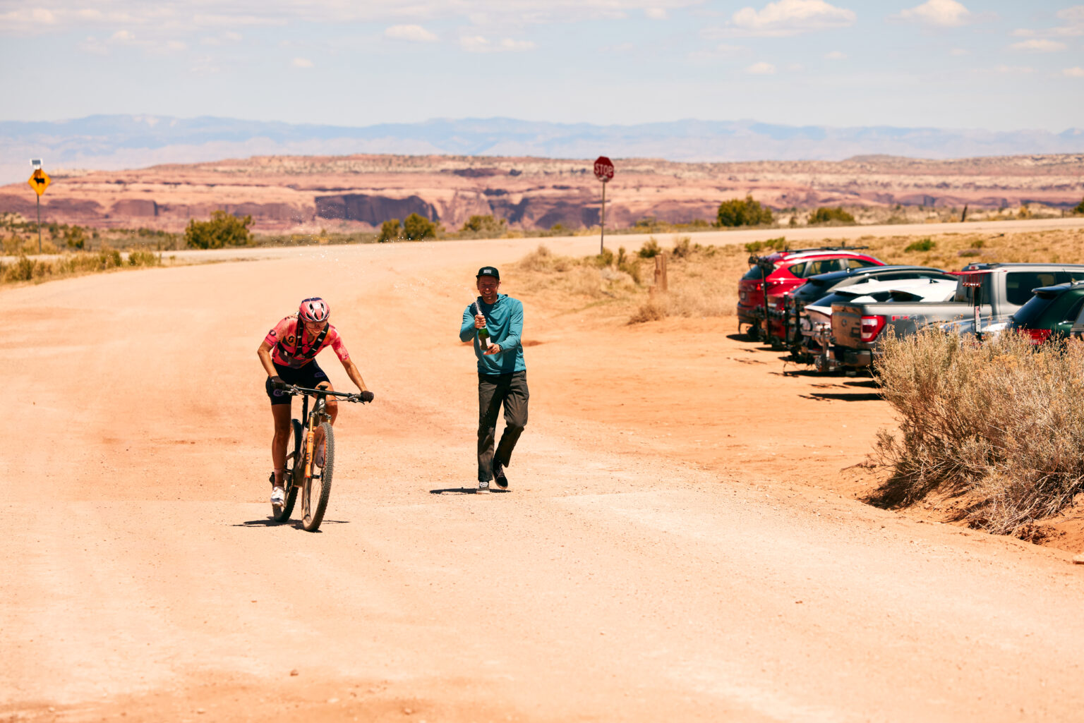 Otto celebrates crossing the line at White Rim