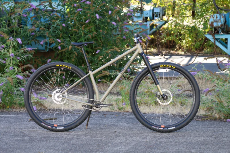 Falconer MTB Rolls on Prototype 32″ Astral wheels & White Industries Single Speed Cassette Rear Hub