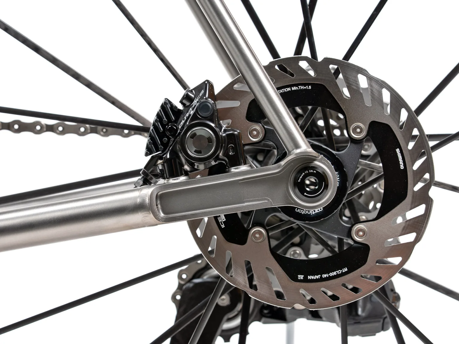 Mosaic RT-Zero Ops custom LTD titanium & carbon halo concept road bike, disc side machined dropout