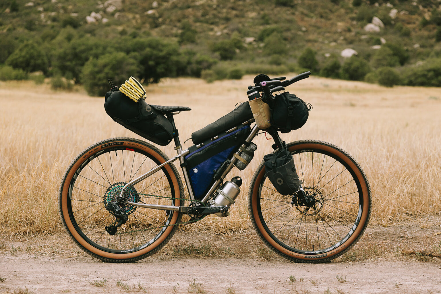 Swallow's bike and gear she will use riding the Golden Gravel Trail