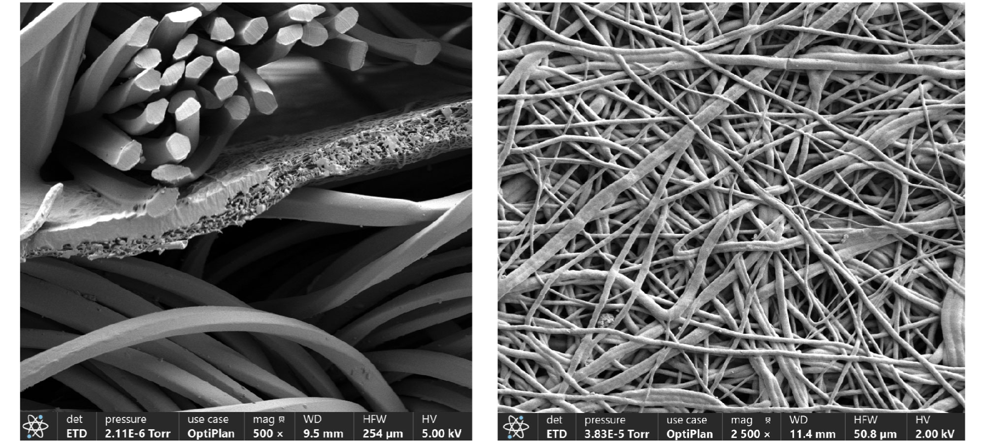 all-new Polartec AirCore breathable waterproof 3-layer fabric, microscopic detail view of nano-membrane