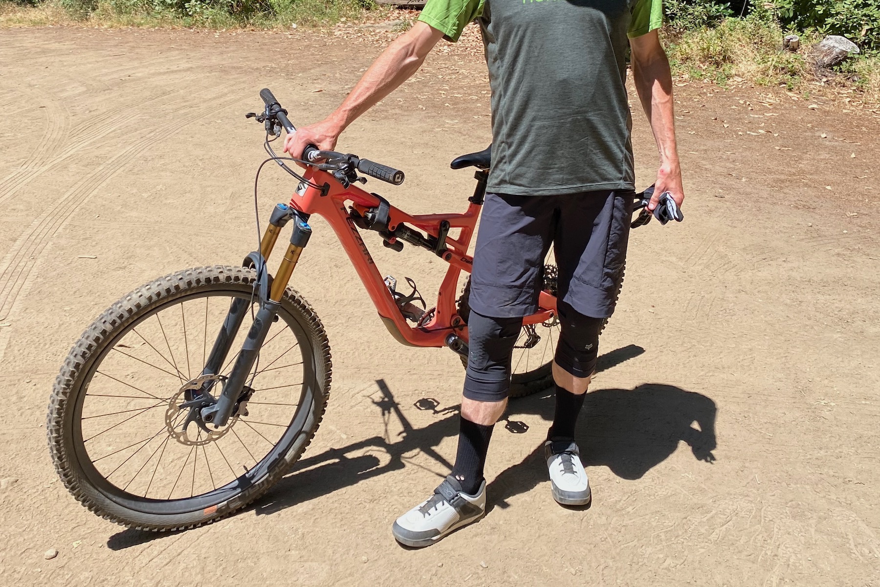 Standing in the Fox Enduro Pro knee guards
