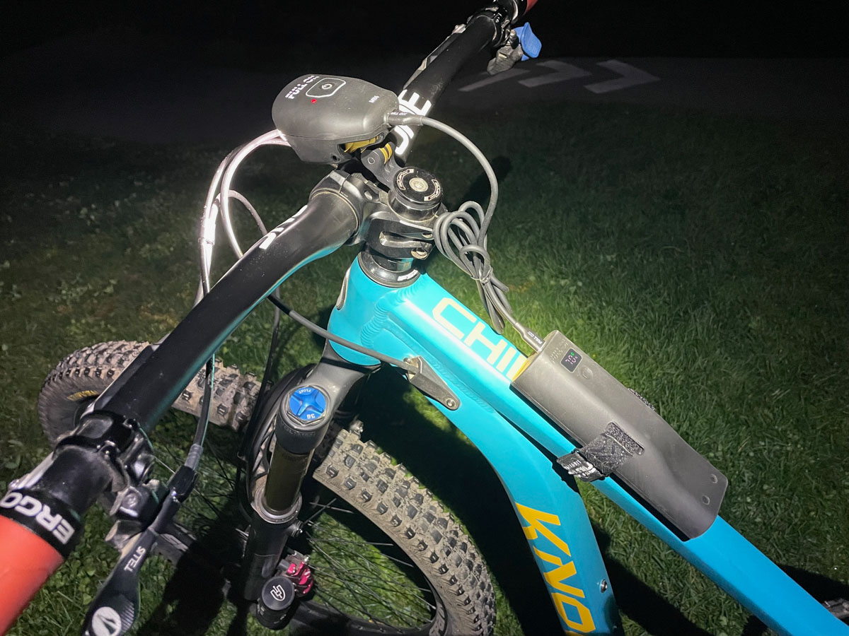 Full On Lighting MB6, on bike, night