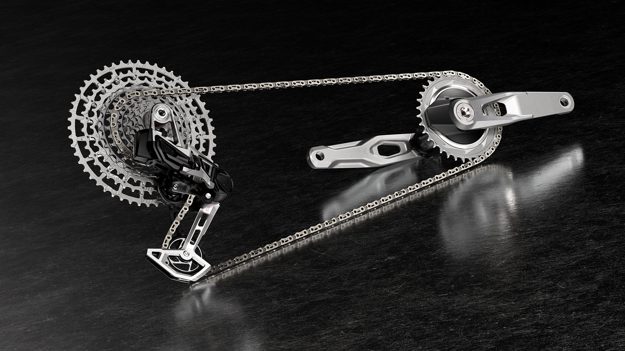 Limited Edition SRAM 1987 Eagle Transmission, shiny silver wireless AXS MTB groupset