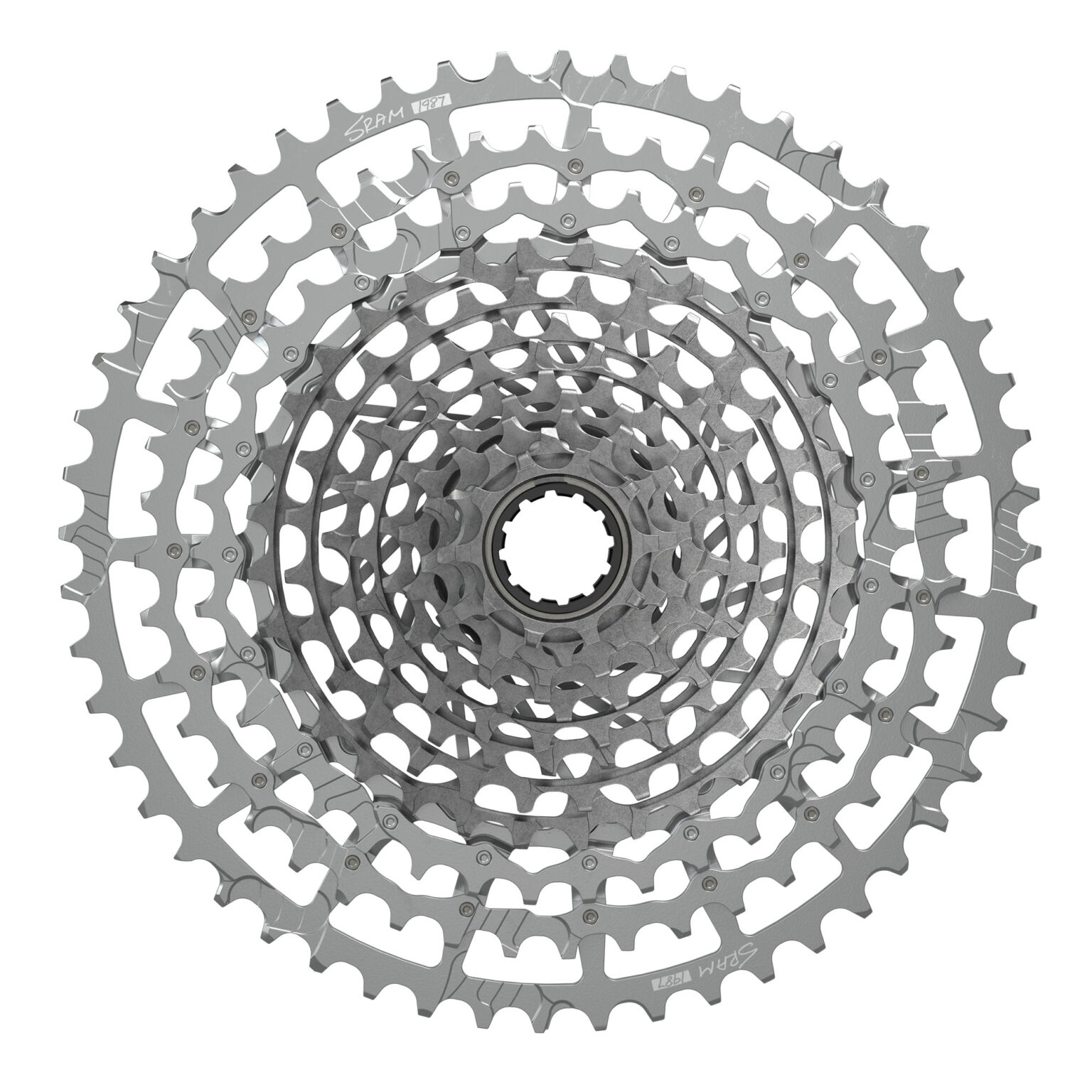 Limited Edition SRAM 1987 Eagle Transmission, shiny silver wireless AXS MTB groupset, cassette