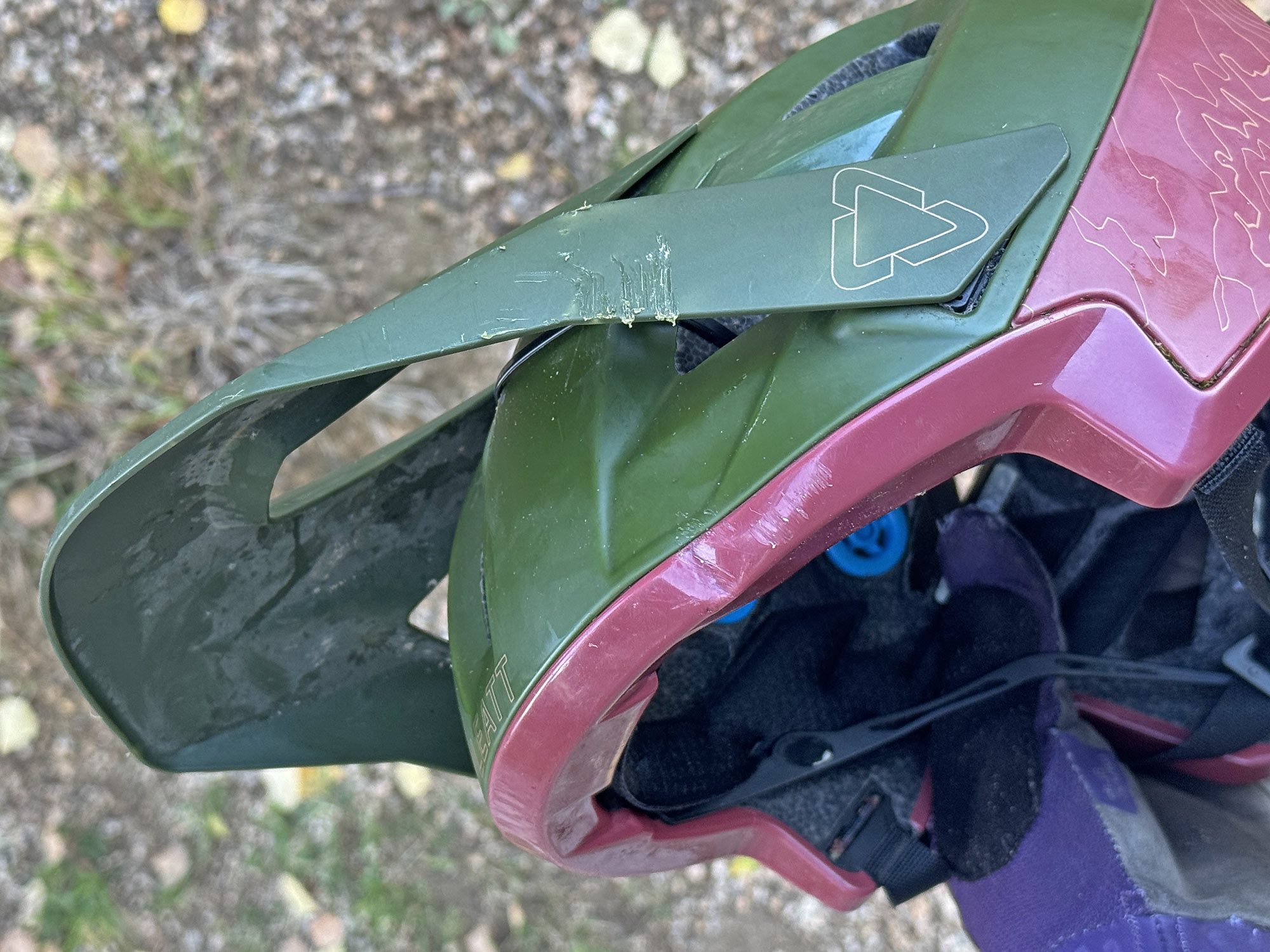 the visor is broken away