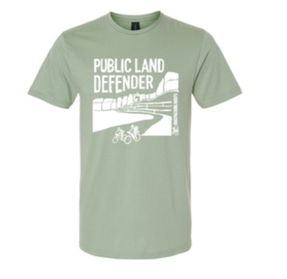 stock image of the Bikepacking Roots Public Land Defender t-shirt